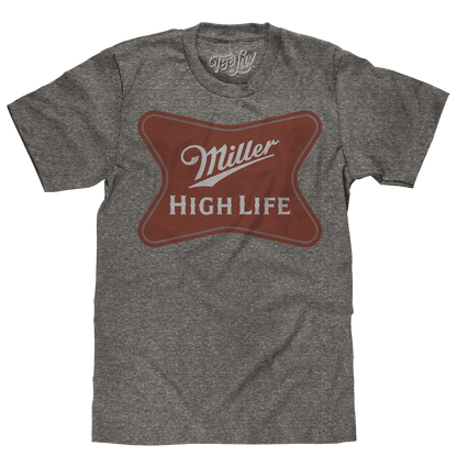 Graphite heather graphic T-shirt with Miller High Life star logo on front