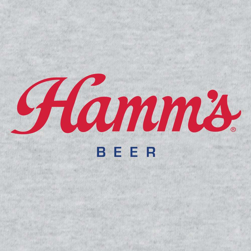 Hamm's Beer logo graphic printed on gray T-shirt front