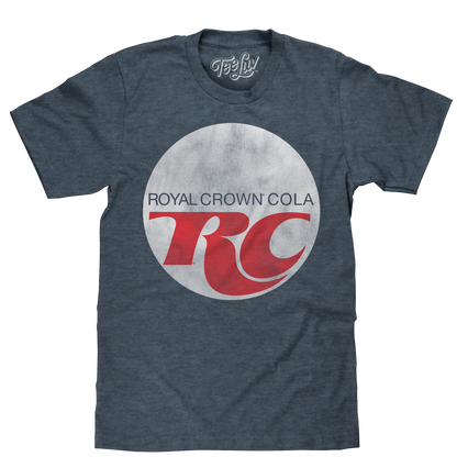 RC Cola T-Shirt | Distressed Retro Logo | Royal Crown Cola | Indigo-Black Heather | Poly-Cotton