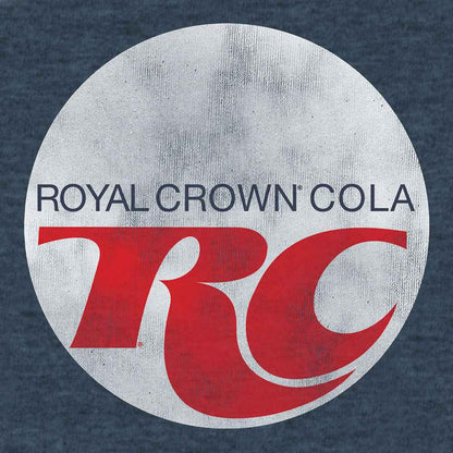 RC Cola T-Shirt | Distressed Retro Logo | Royal Crown Cola | Indigo-Black Heather | Poly-Cotton
