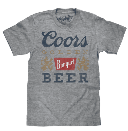 Gray Coors Banquet Beer graphic T-shirt with large front logo print