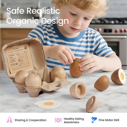 Tiny Land Wooden Egg Combo Playset - 6pc Beech Wood & Cloth