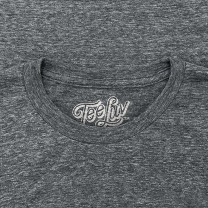 Gray crewneck T-shirt with TeeLiv neck label