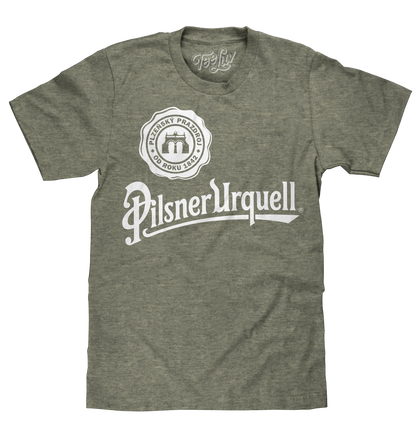 Pilsner Urquell T-Shirt | Classic Logo | World's First Pilsner | Sage-Black Heather