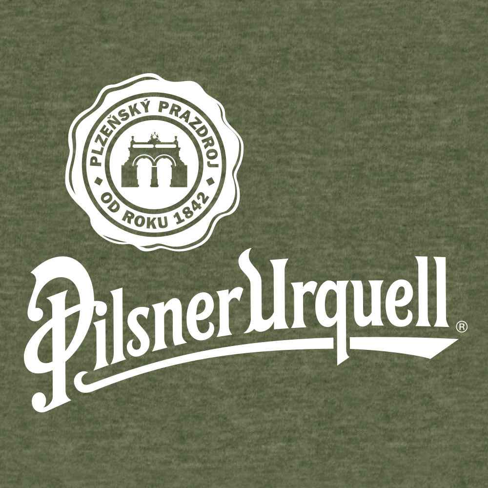 Pilsner Urquell T-Shirt | Classic Logo | World's First Pilsner | Sage-Black Heather