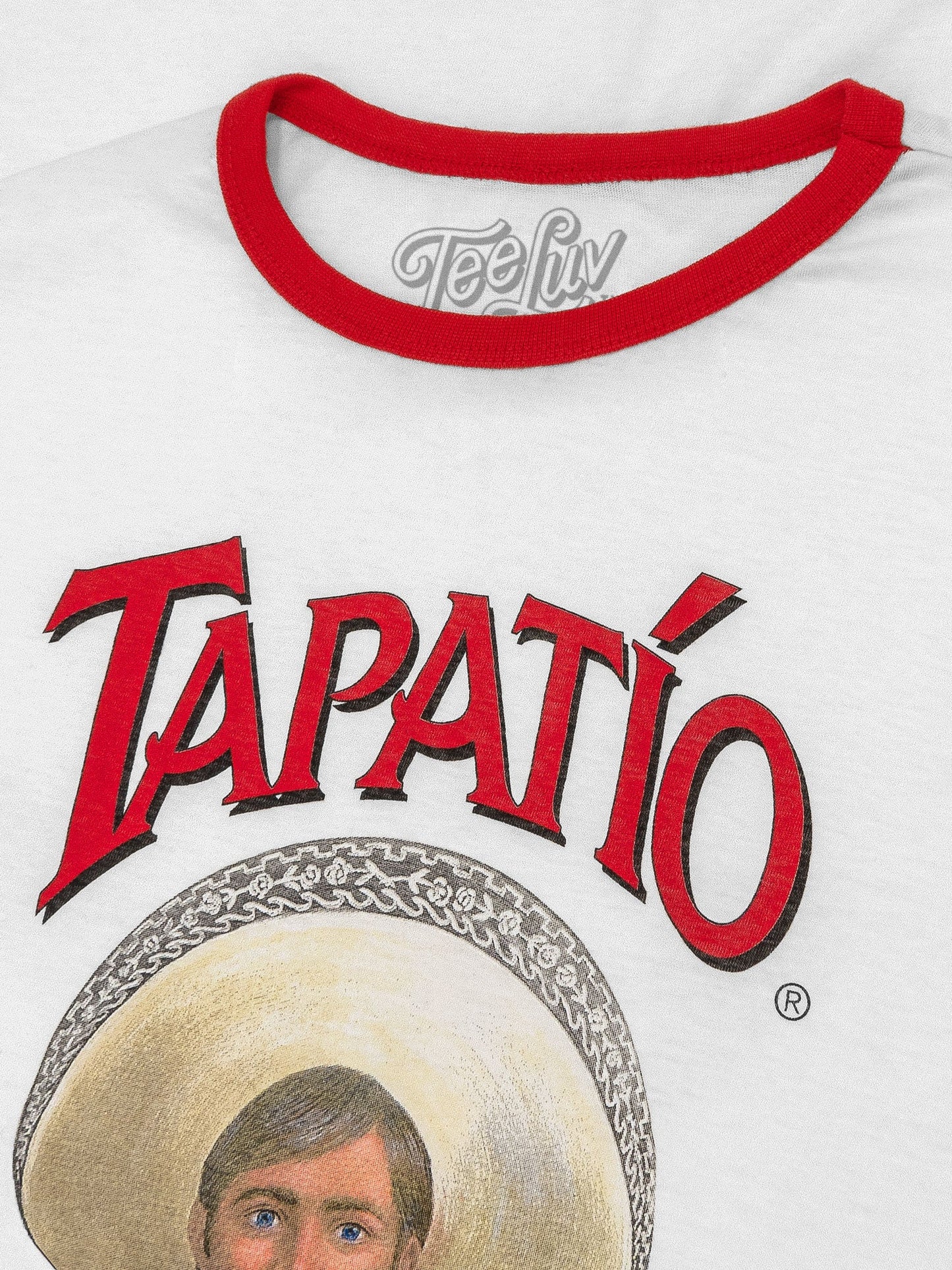 Tapatío Hot Sauce Ringer T-Shirt | Charro Logo | White/Red