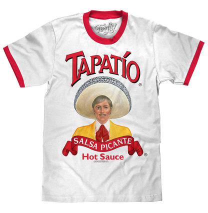 Tapatío Hot Sauce Ringer T-Shirt | Charro Logo | White/Red
