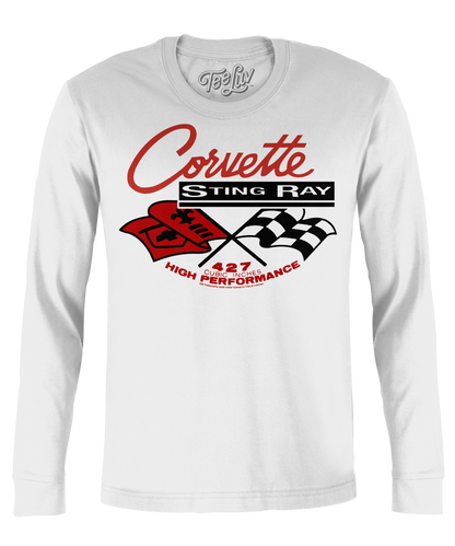 Chevrolet Corvette Stingray 427 Long Sleeve T-Shirt | White