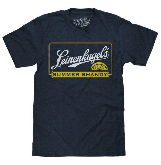 Navy heather distressed logo T-shirt with Leinenkugel's Summer Shandy graphic