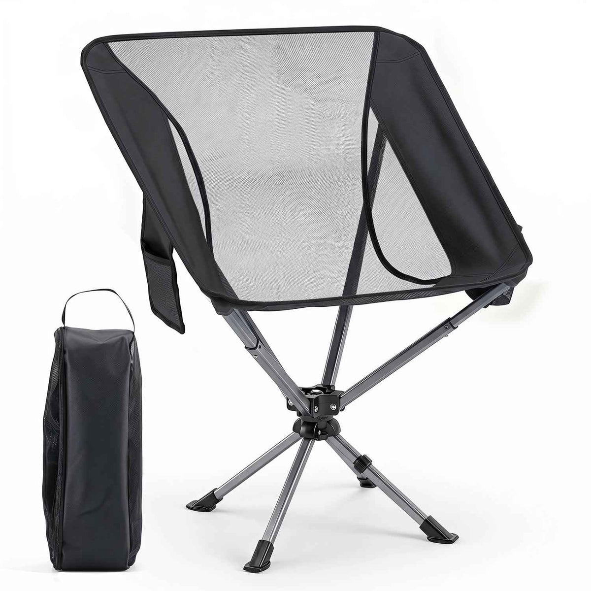 360° Swivel Camping Chair with Cup Holder - 330 lbs Capacity