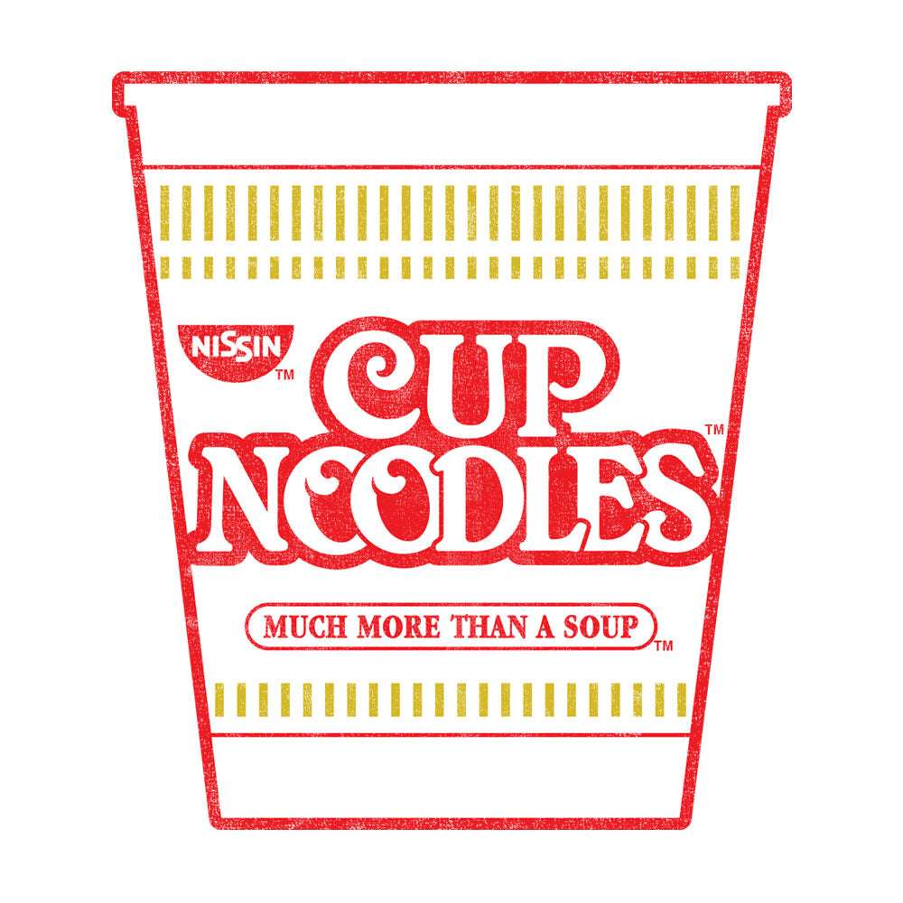 White T-shirt with large red Cup Noodles cup graphic print