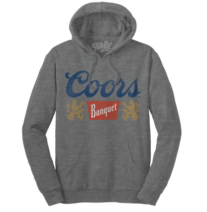 Coors Banquet Heraldic Lion Logo Pullover Hoodie – Oxford Gray