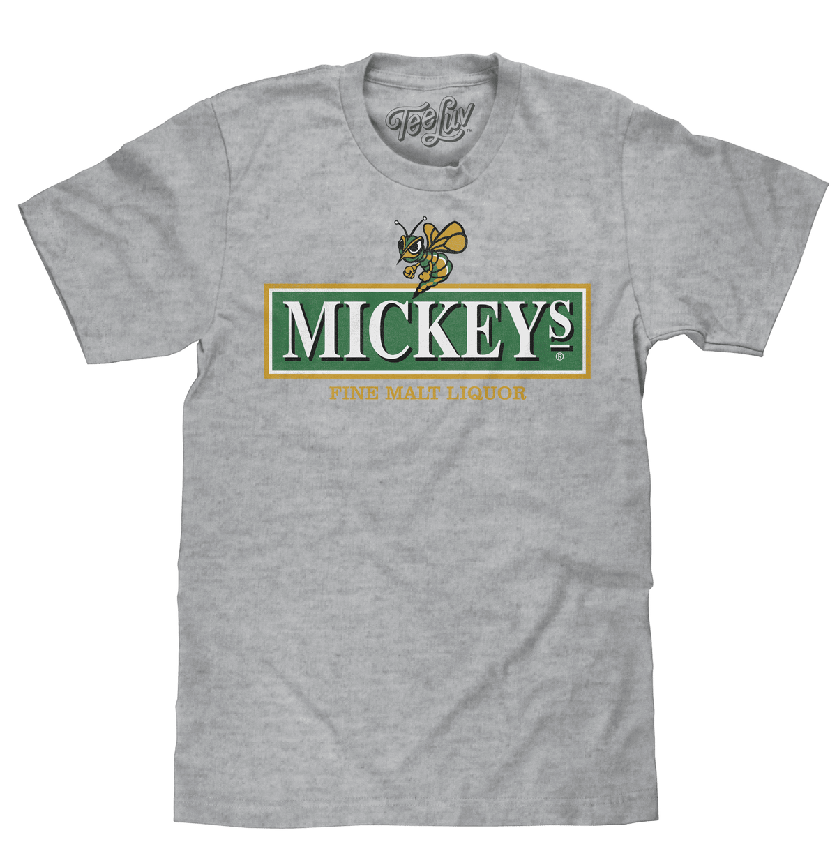 Heather gray T-shirt with front Mickey's logo and bee graphic