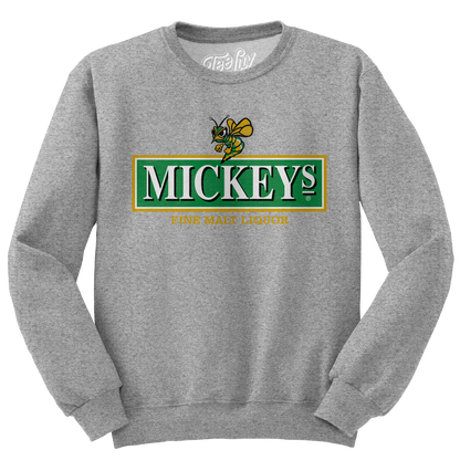 Mickey's Fine Malt Liquor Hornet Logo Crewneck Sweatshirt – Athletic Heather Gray