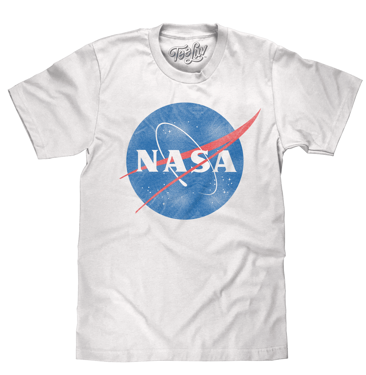 Distressed white NASA logo cotton T-shirt with crew neck and short sleeves