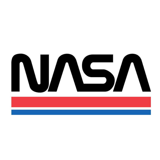 White pullover hoodie with large NASA worm logo graphic print