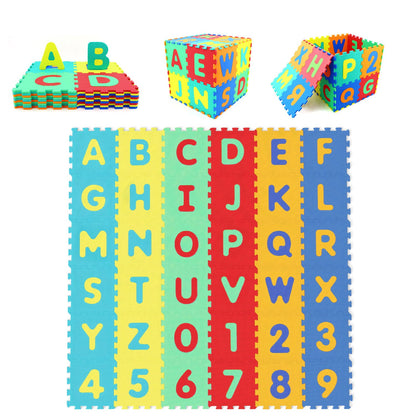 36-Piece Interlocking Foam Floor Tiles | Alphabet & Numbers | 0.4" EVA Foam | Waterproof | ASTM/CPSIA