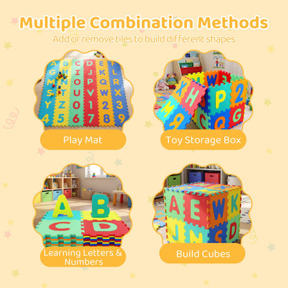 36-Piece Interlocking Foam Floor Tiles | Alphabet & Numbers | 0.4" EVA Foam | Waterproof | ASTM/CPSIA
