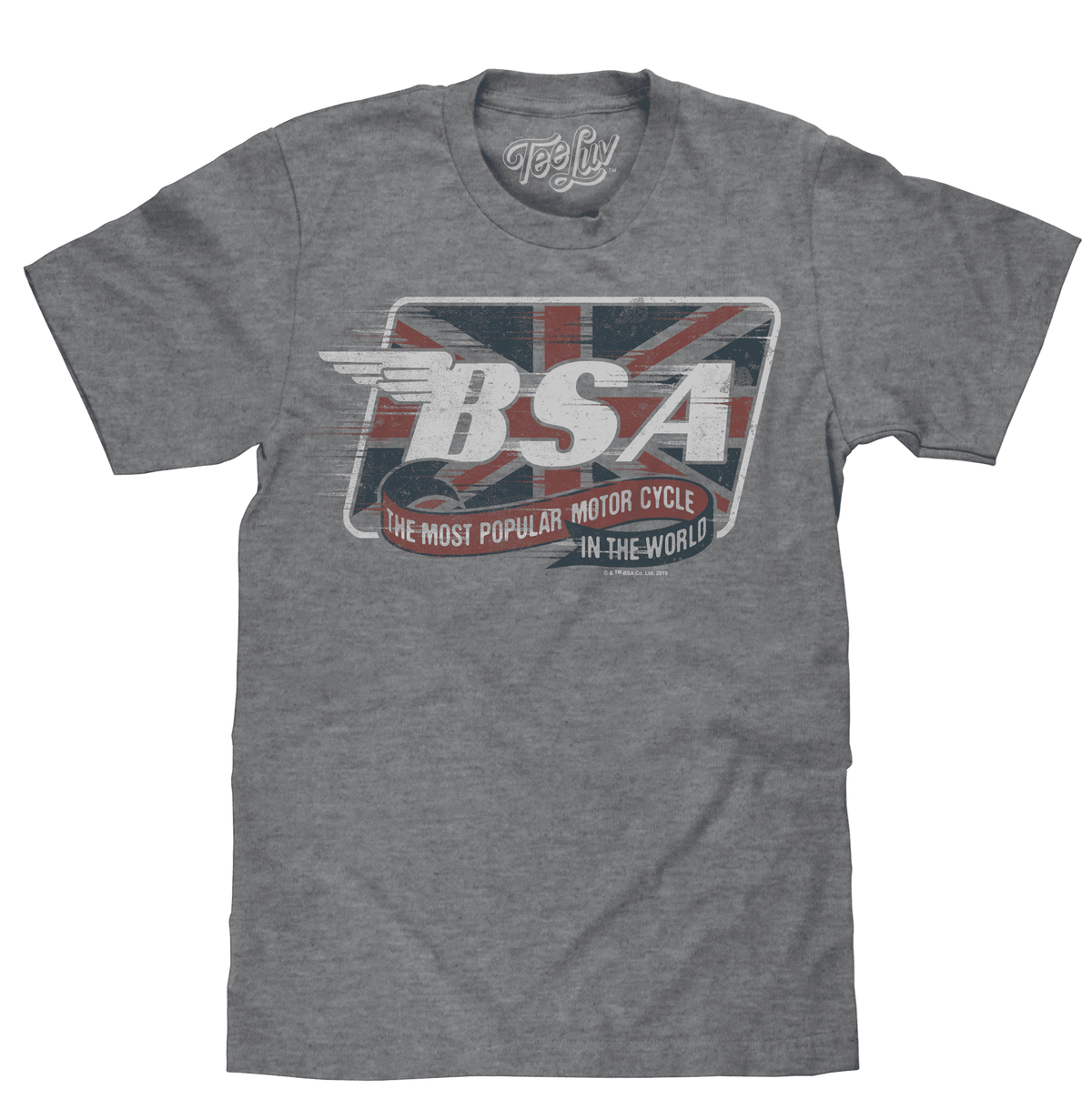 Graphite heather T-shirt with BSA Union Jack graphic on front