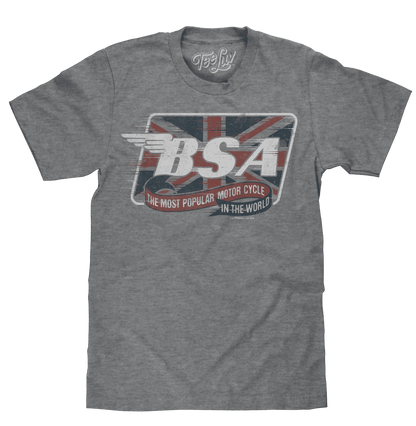 Graphite heather T-shirt with BSA Union Jack graphic on front