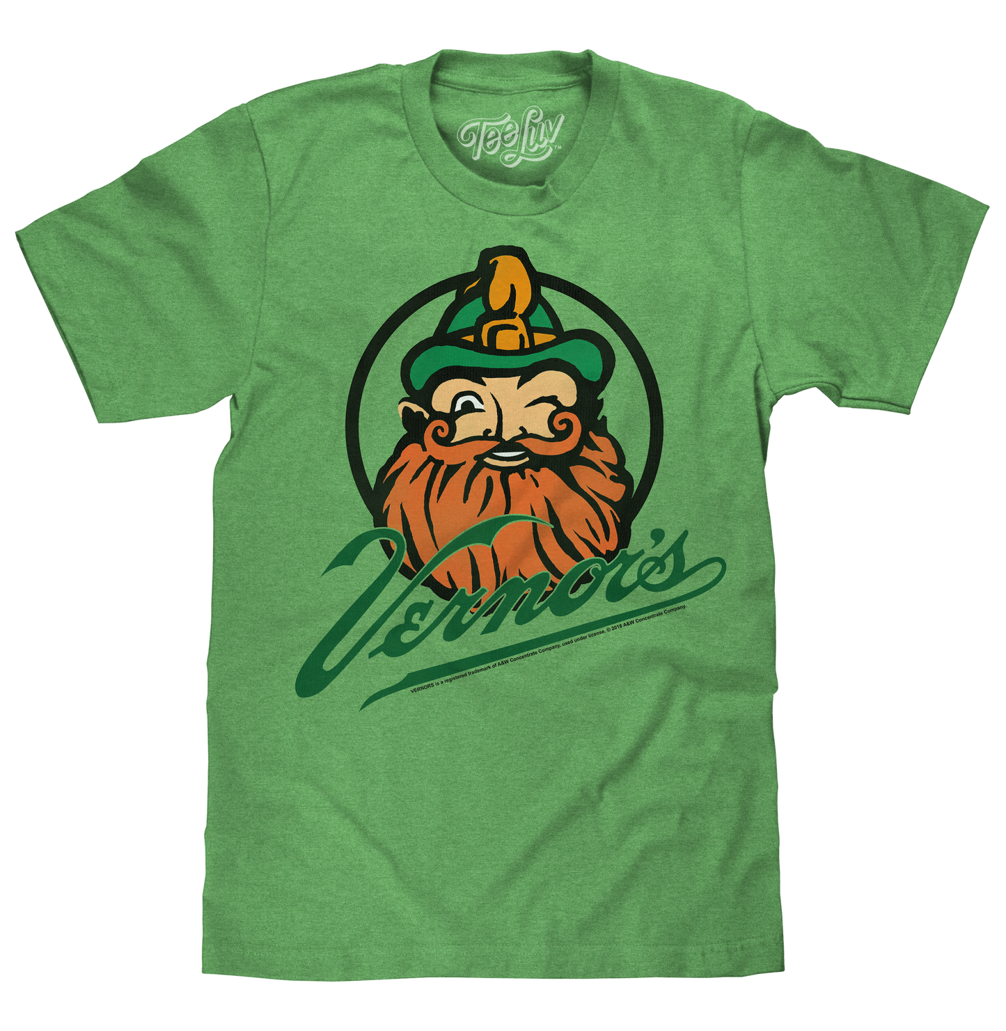 Vernor's Ginger Ale T-Shirt | Gnome "Woody" Logo | Kelly Green Heather
