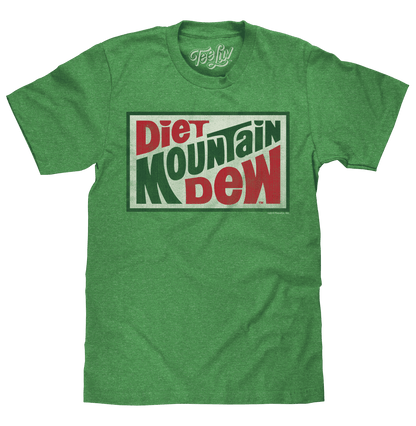Kelly green heather T-shirt with large Diet Mountain Dew front graphic