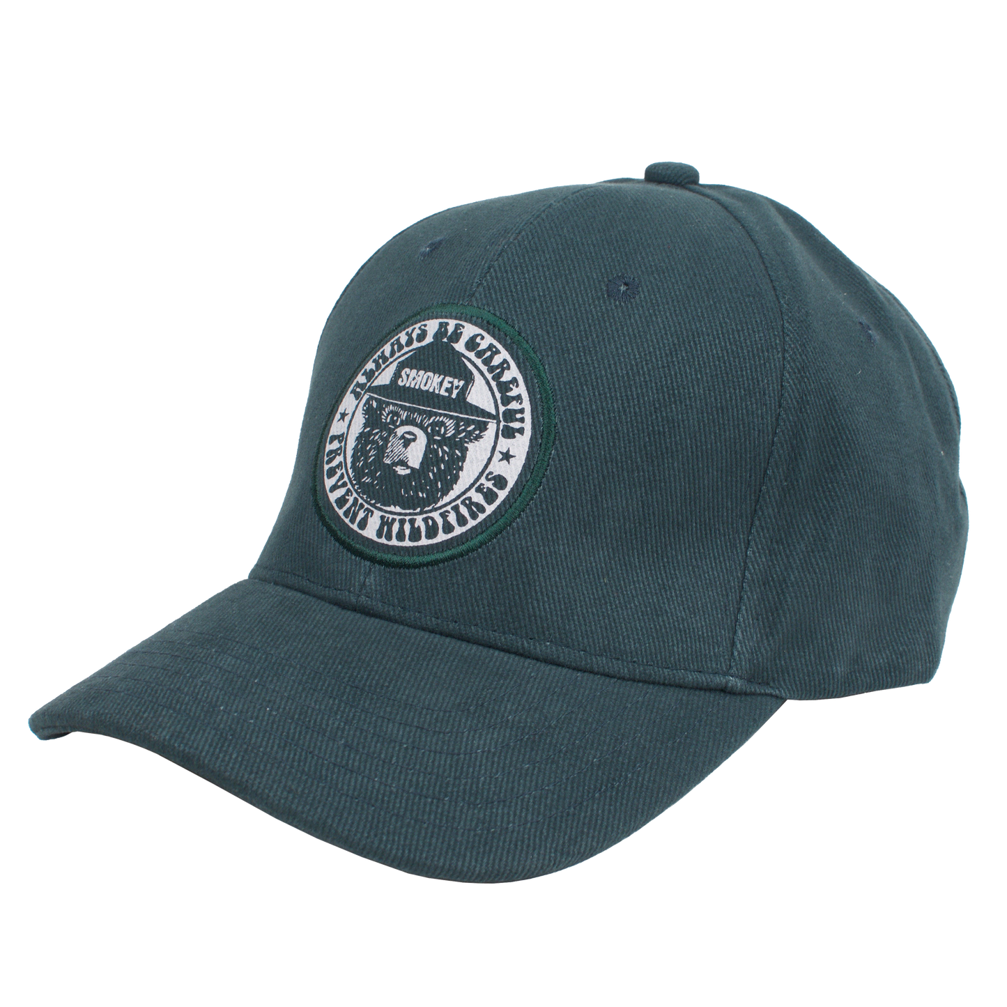 Smokey Bear Prevent Wildfires Embroidered Baseball Cap | Forest Green