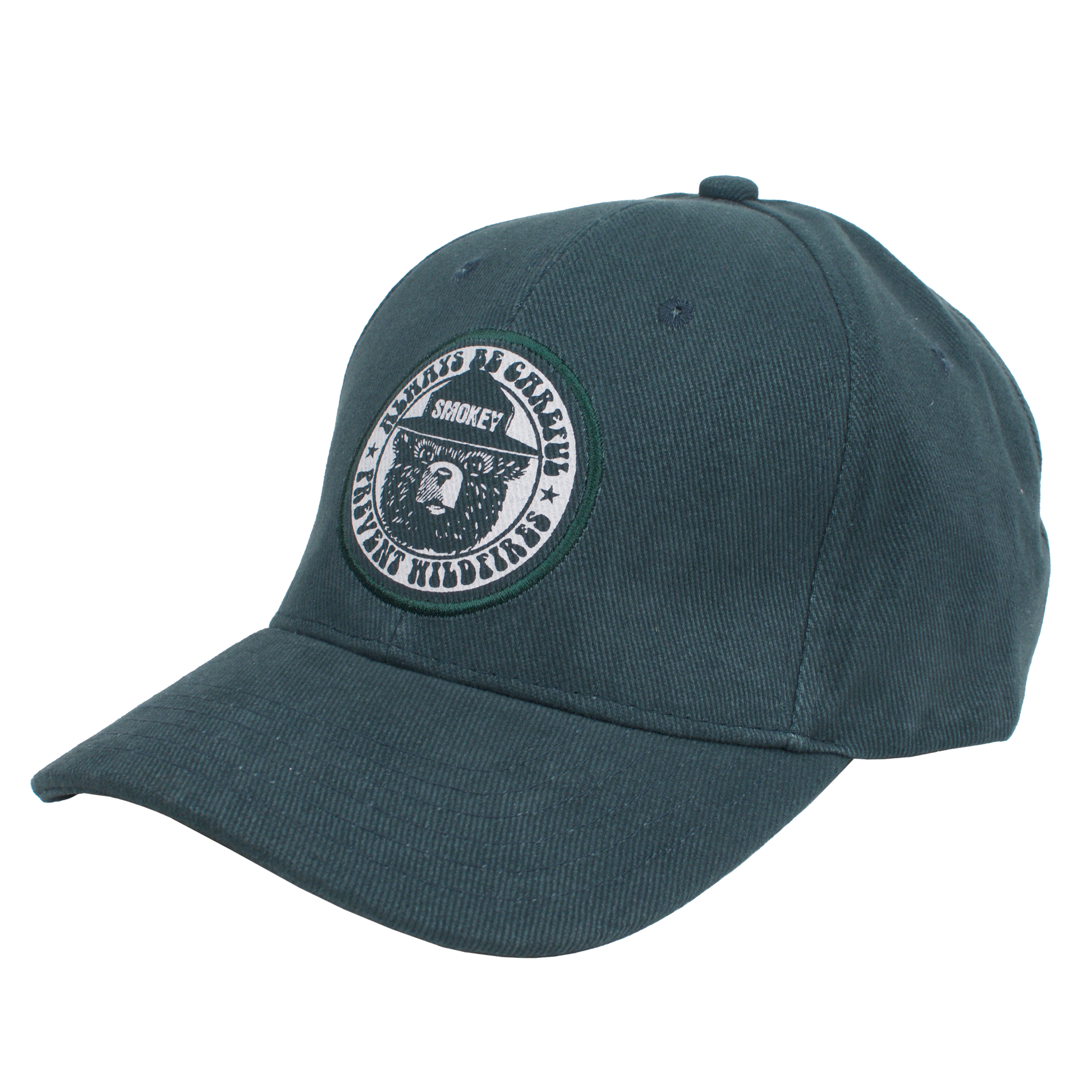 Smokey Bear Prevent Wildfires Embroidered Baseball Cap | Forest Green