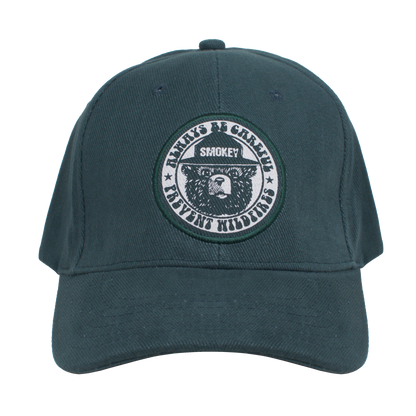 Smokey Bear Prevent Wildfires Embroidered Baseball Cap | Forest Green