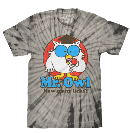 Tootsie Pop Mr. Owl 'How Many Licks?' T-Shirt – Black Tie Dye