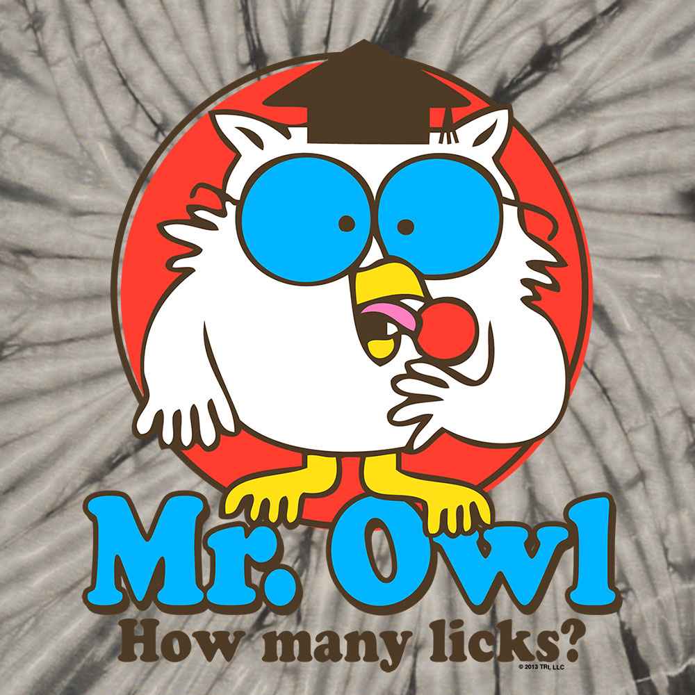 Tootsie Pop Mr. Owl 'How Many Licks?' T-Shirt – Black Tie Dye
