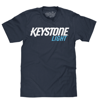 Navy heather soft-touch T-shirt with Keystone Light front logo, crew neck