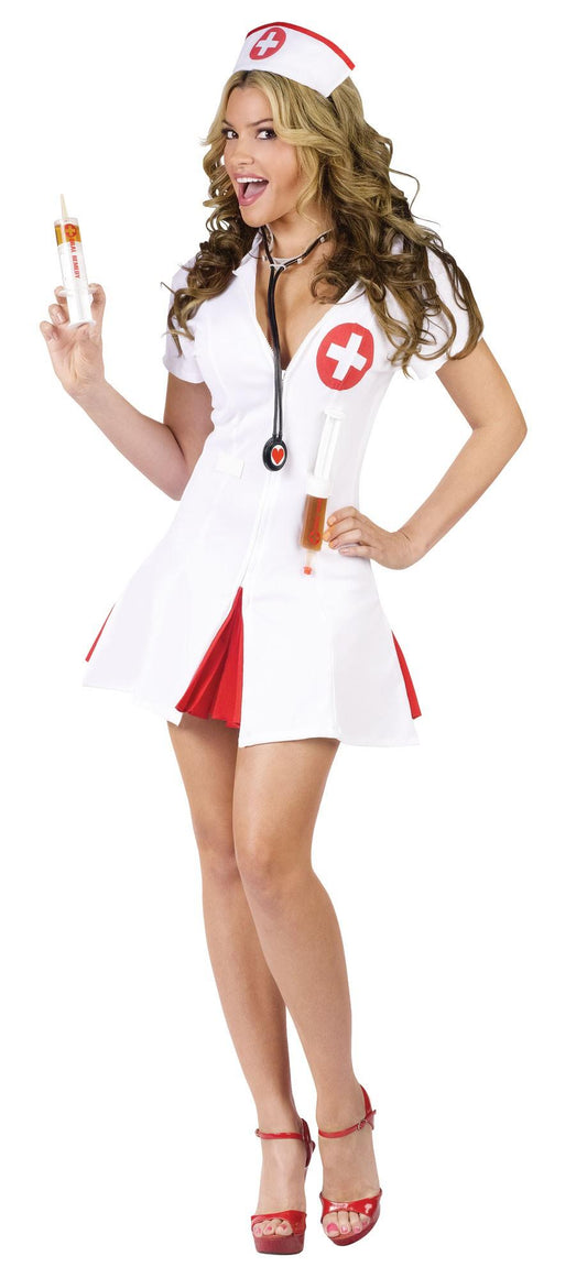 Say Ahhh! Adult Nurse Costume - Dress, Cap, Stethoscope, Syringes