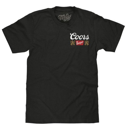 Black T-shirt with small chest Coors Banquet logo print