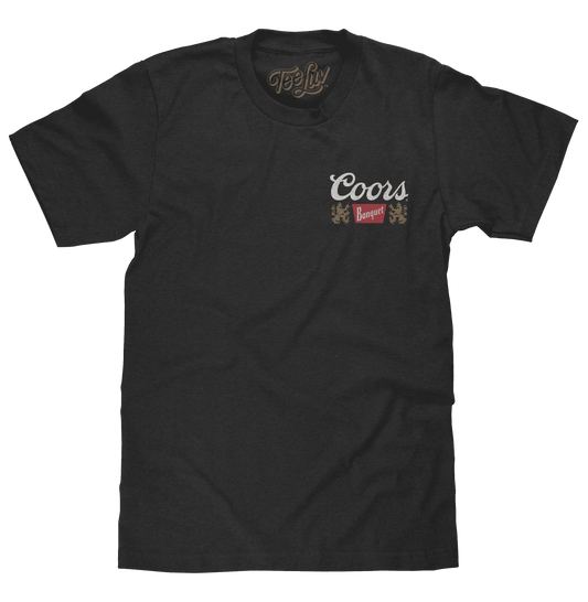Asphalt gray crewneck T-shirt with small Coors Banquet logo on left chest