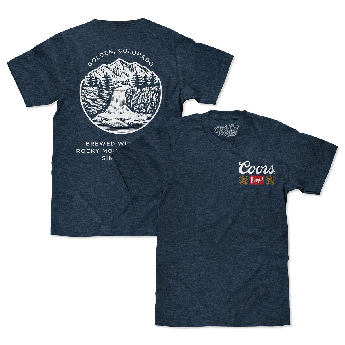 Coors Banquet T-shirts set, dark heather blue, front and back graphic views