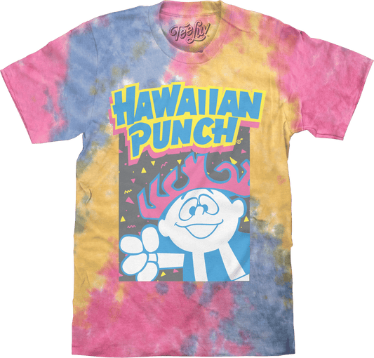 Sherbet tie-dye T-shirt with Hawaiian Punch mascot graphic on front