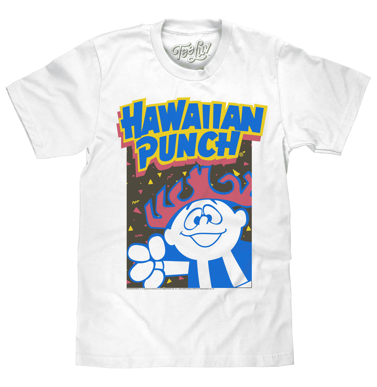White T-shirt with colorful Hawaiian Punch character graphic on front