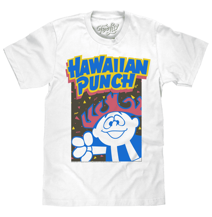 White T-shirt with colorful Hawaiian Punch character graphic on front