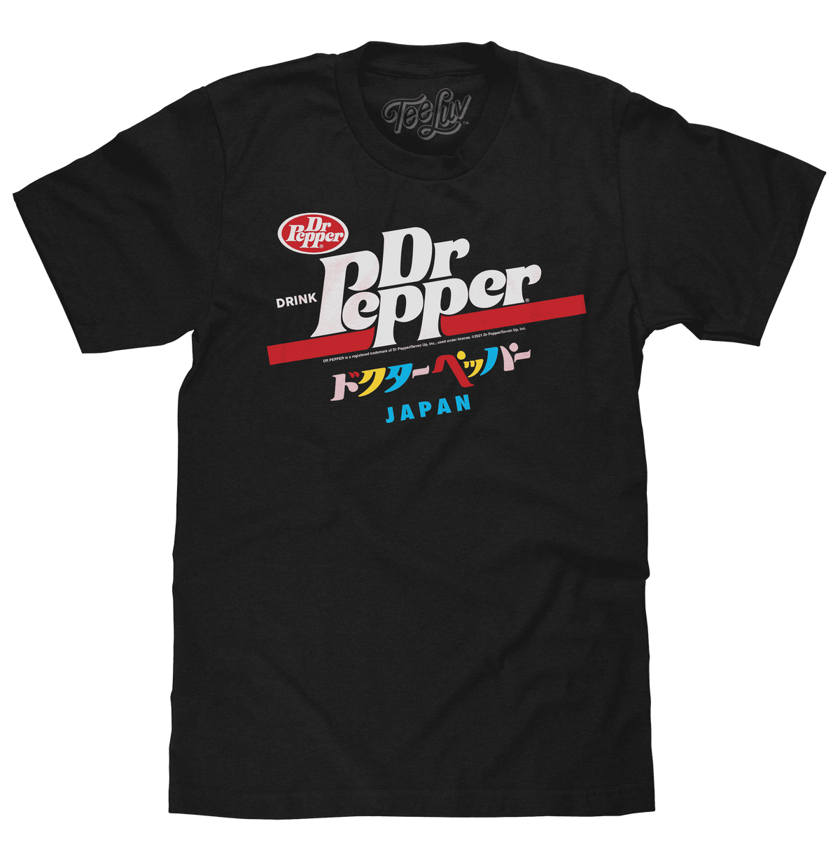 Black 100% cotton T-shirt with Dr Pepper Japan graphic front print
