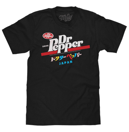 Black 100% cotton T-shirt with Dr Pepper Japan graphic front print