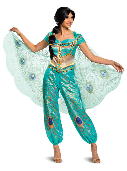 Disney Princess Jasmine Deluxe Adult Costume - Teal Jumpsuit & Cape