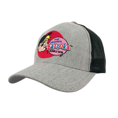 Bazooka Joe Bubble Gum Embroidered Trucker Hat | Gray & Black