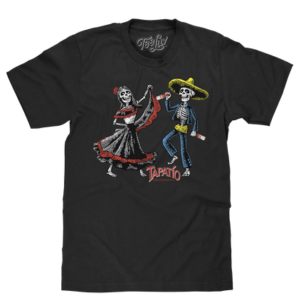 Tapatío Hot Sauce T-Shirt | Day of the Dead Calacas | 100% Cotton | Black