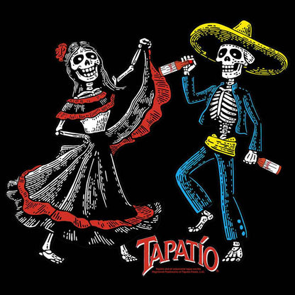 Tapatío Hot Sauce T-Shirt | Day of the Dead Calacas | 100% Cotton | Black