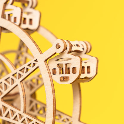 DIY Wooden Ferris Wheel Music Box Kit | Laser-Cut Wood | Rotating Ferris Wheel | 8 Music Options