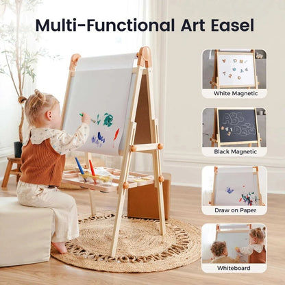 Tiny Land Magnitales Kids Art Easel, Double-Sided Magnetic Whiteboard & Chalkboard