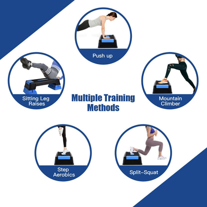 Aerobic Step Platform | 3 Heights: 5", 7", 9" | 330 lb Capacity | Non-Slip | Gray, Purple or Blue