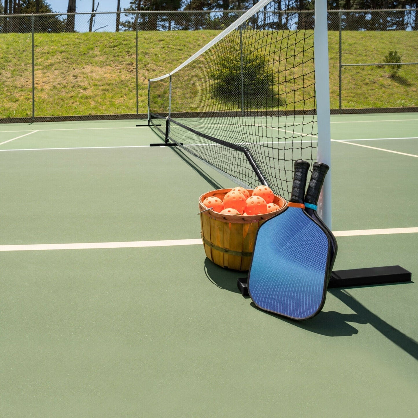 22 FT Portable Pickleball Net Set | 25mm Steel Frame | Fiberglass Post | 600D Oxford Bag | Indoor & Outdoor