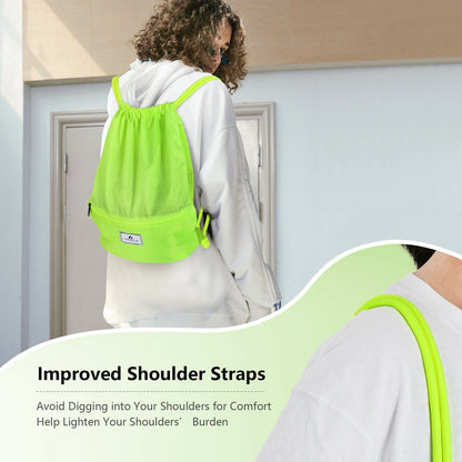 Foldable Drawstring Backpack with Zipper Pockets | Gym Travel Sports - Niksstuff